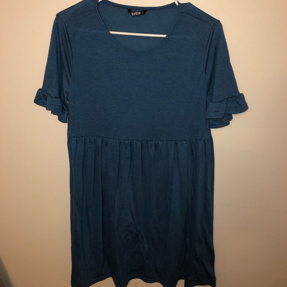 Blue Ruffled Babydoll Dress